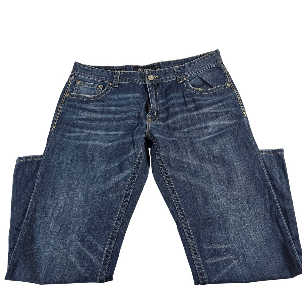 Seeded & Sewn Noah Relaxed Straight Leg Jeans Mens 38x32 Dark Wash Blue S6-RIGID